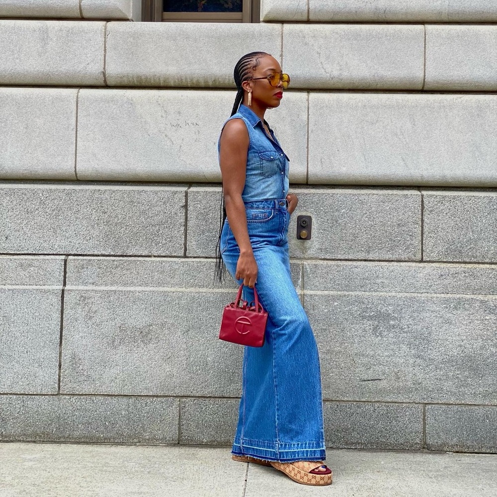 Boohoo Blue Denim Maxi Skirt